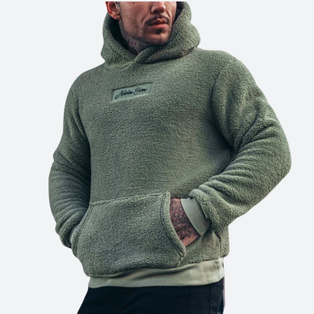 Acogedora sudadera con capucha de felpa para hombre - Augustin